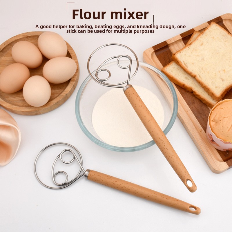 Danish Pancake Pan - プラスチックハンドル付きdanish生地泡立て器、鍋調理用ドッチスタイルパン泡立て器、キッチンステンレス鋼、1個