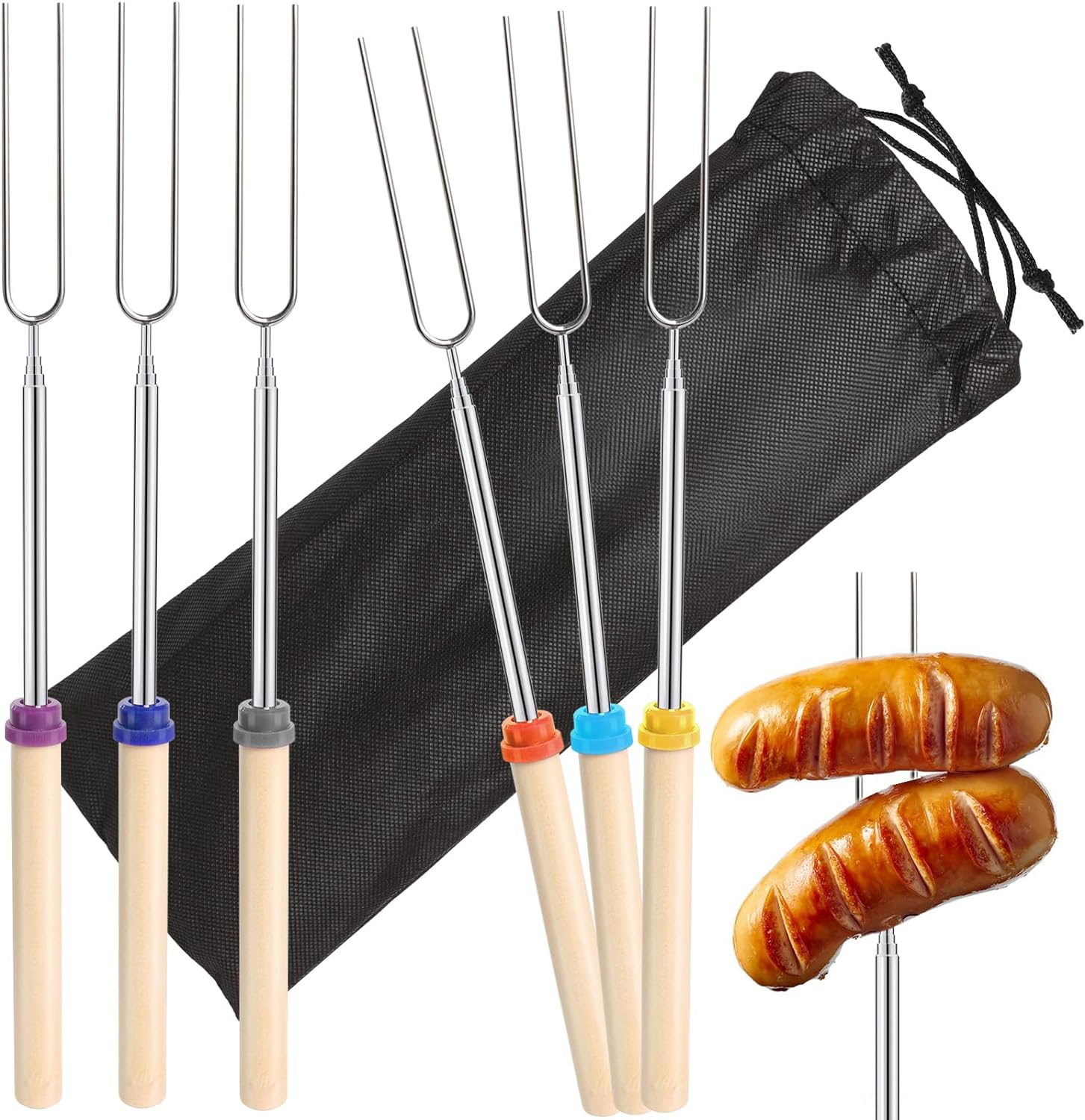 ステンレス鋼の伸縮性のあるバーベキューフォーク、二重金属串、 - Corn Dog Stick のレビューと価格